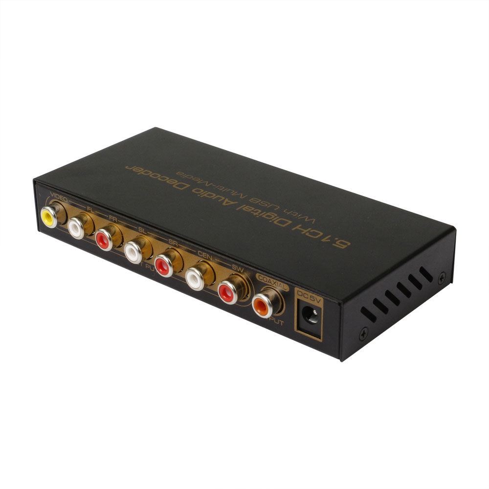 Digital audio to 5.1 analog decoder with USB display