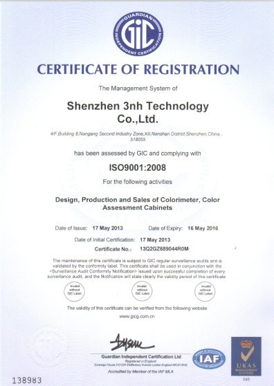 Shenzhen 3nh Technology CO., LTD Certifications
