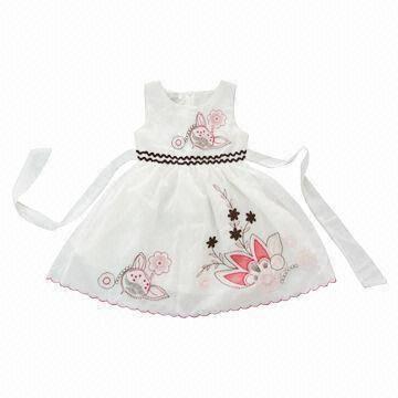 Best Girls' Dress, Made of 100% Cotton with Buttons on Back Opening and Belt at Waist wholesale