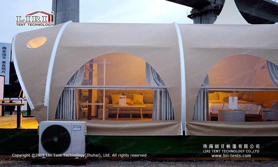 Best Waterproof Outdoor Heavy Duty Luxury Shell Shape Glamping Tent Safari Tent Shell Manufacturer wholesale