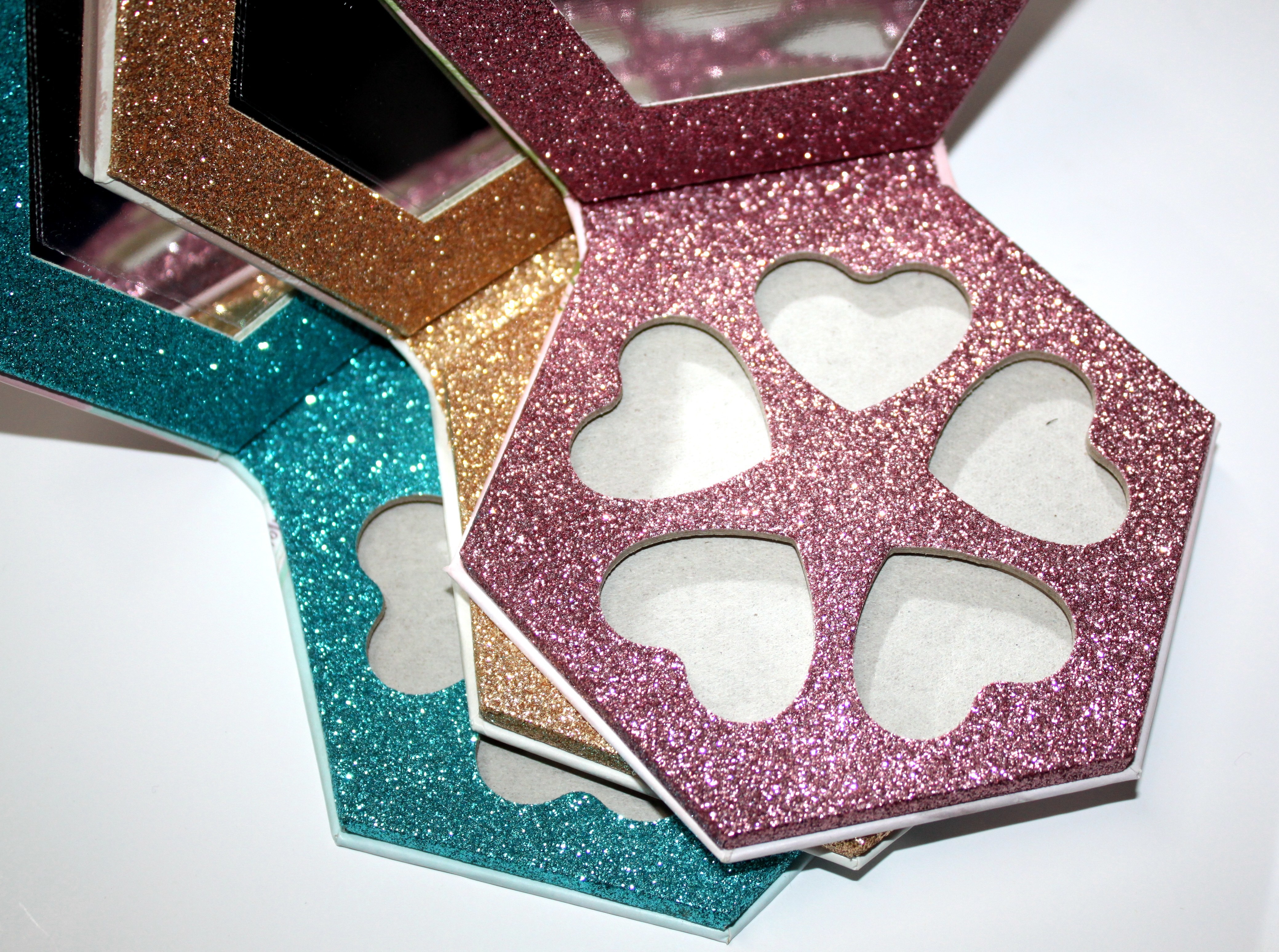 Best Hexagon Makeup Empty Eyeshadow Palette Packaging With Glitter Paper wholesale