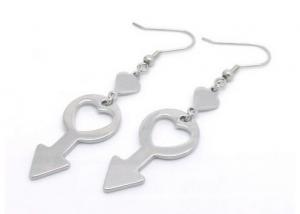 Best Girls Stainless Steel Heart Earrings , Cute Key Charms Steel Hoop Earrings wholesale