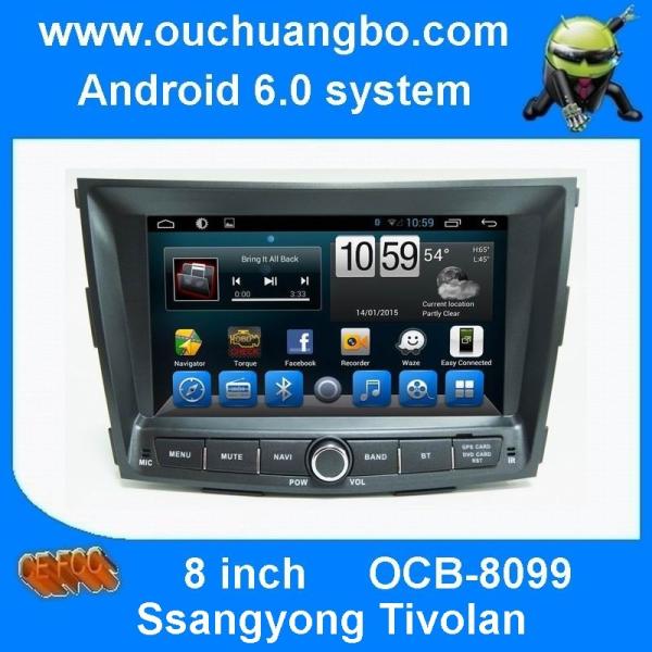 Cheap Ouchuangbo 8 inch digital screen car dvd android 6.0 for Ssangyong Tivolan with 1080P HD video decode playing for sale