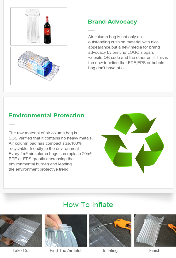 Air Column Bag Protective Package Inflatable Wrap Pack Bubble Bag For Laptop Cushion Packaging Material Air Bag For Packing