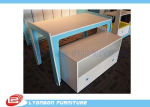 China Modern Blue MDF Retail Display Tables / Melamine Finished Shop Display Tables on sale