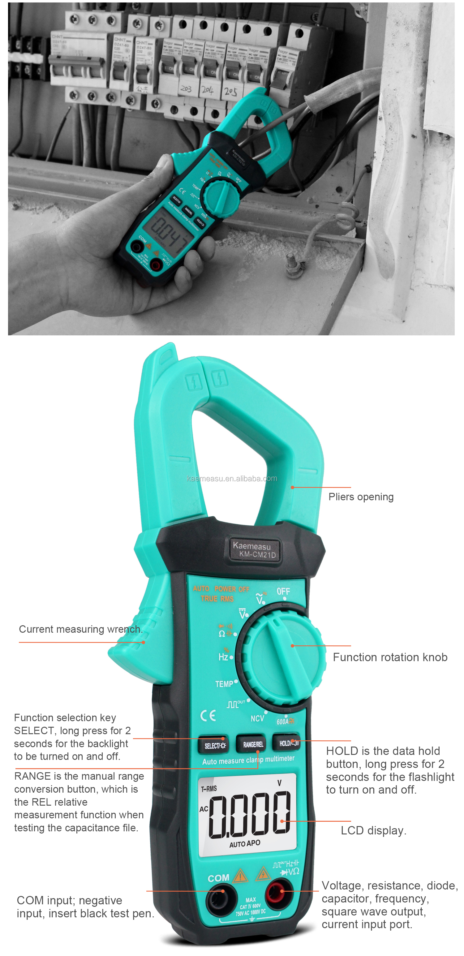21E Intelligent Digital Clamp Meter NCV Electronic Repair Tool 1000v True Rms Multimeter 6000 Counts Current Clamp Meter