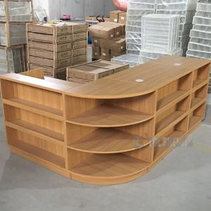 Powder Coating L Shaped Checkout Counter , Retail Display Counters 90×30×135cm size