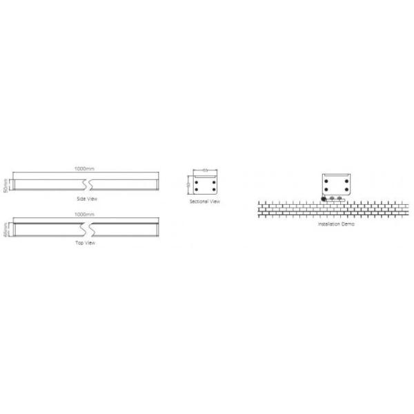 24LEDs Industrial IP65 Linear LED Wall Washer Light Work With DMX Decoder 24V 1000MM