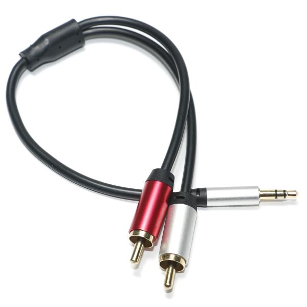 Cheap Digital Audio Cable 3.5MM 2/1 Black PVC White Red Plated Aluminum Alloy Golden Connector For Car Audio for sale