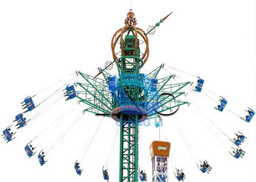 Cheap Rotating And Swing Tower Sky Flyer Ride / Crazy Thrill Amusement Park Ride for sale