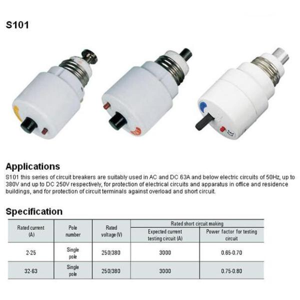MCB S101 3kA 230V/400V screw type circuit breakers E27 Base Mount