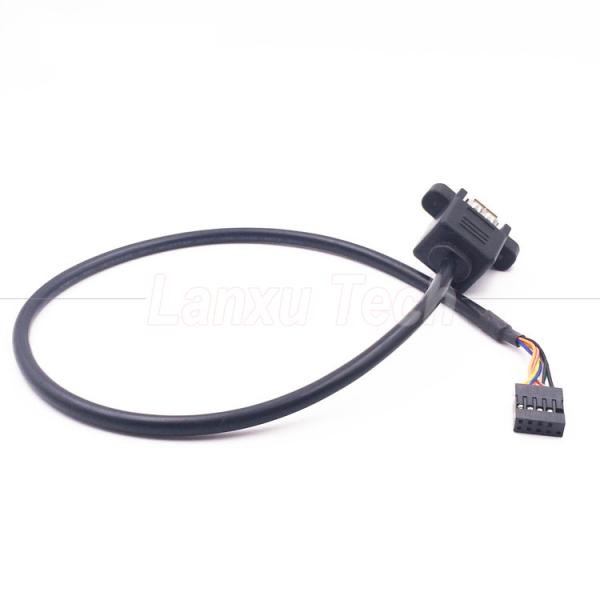 Dual USB Type A 2 Ports Panel Mount USB to Dupont 9 Pin Header Connector Wire Cable