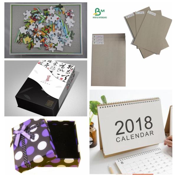 Smoothness Laminated Grey Board 450g-1500g Double Grey Cardboard Box Board