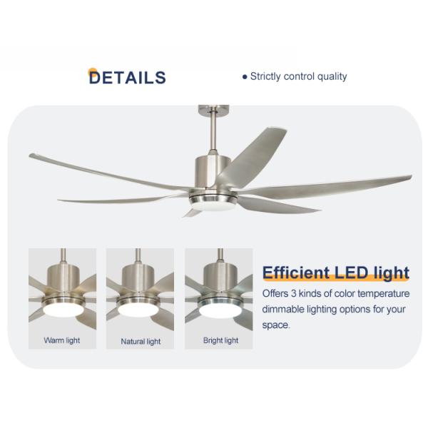 High Speed 66" LED Lighting Ceiling Fan with Pure Copper DC Motor and 6 ABS Blades