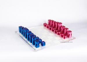 Best Custom Luxury Neon Blue Pink Elegant Acrylic Chess Game Board Set wholesale