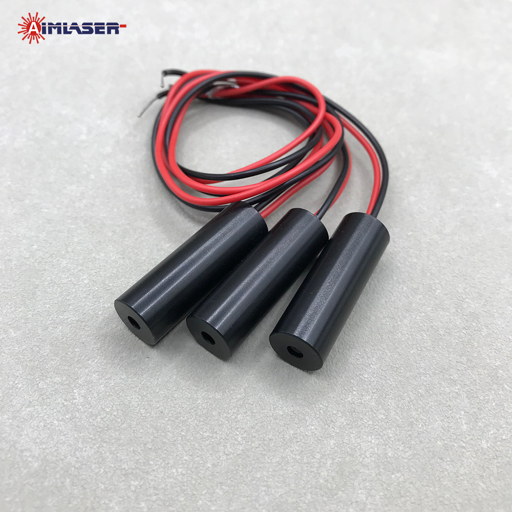 AIMLASER manufactures Blue Green Red and Infrared Dot Laser Module with different output power, beam size and dimensions, which uses optical glass lens and input voltage various from 2V to 5V DC. The mini laser modules possess characteristics of Smallest Size, Low Power Consumption, Compact Structure, Low Cost, and Good Quality Beam. We use Original Laser Diodes from Arima, Osram, Nichia, and branded chips. They conforms to ROHS, FDA, IEC, and SGS standards. ensuring high quality and long lifetime. 1 Year Warranty and Customized Solutions are provided. The AM450D10G2 is a Infrared Dot laser module subassembly with collimated beam. The maximum laser output power is 10mW at 450nm.