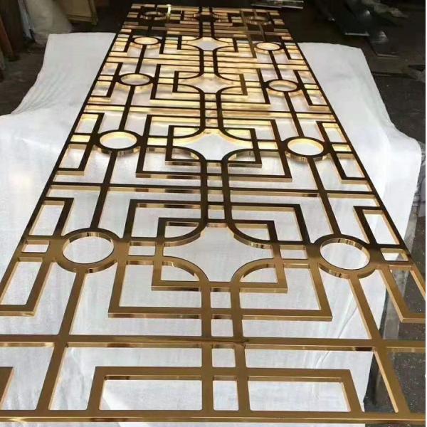 Modern luxury stainless steel electroplating gold 8ft screen room divider