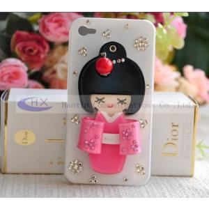Rhinestone Bling Kimono Girl Cellphone iPhone 4 Diamond Covers Case