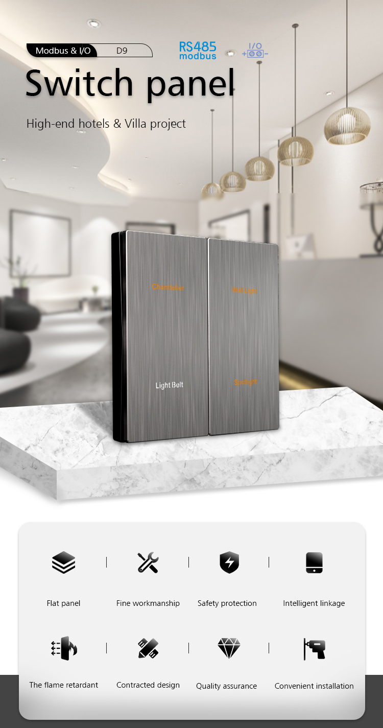 KNX Protocol Three Button Light Switch With Built In LED Backlight