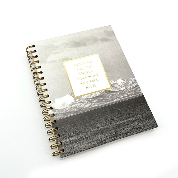 A4 Spiral Notebook Printing With Lined Pages Gold Foiled Logo
