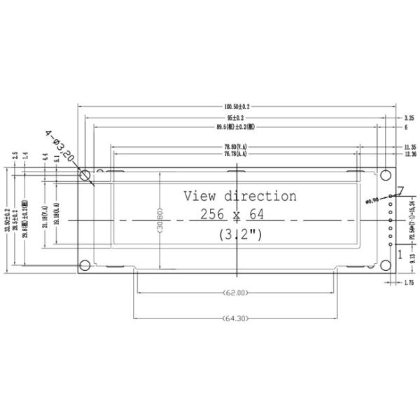 3.12 Inch Graphic OLED Display 256x64 Dot SPI Interface White/Blue/Yellow/Green Fonts