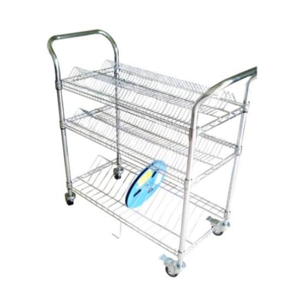 Customized Stainless Steel ESD Wire Shelf Trolley Cart Mesh Storage Antistatic Wire Trolley