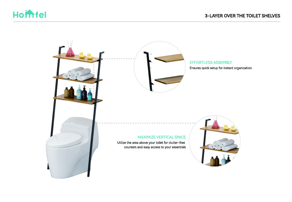 Floor Space Optimization Over Toilet Storage Rack With Rust-Resistant Features