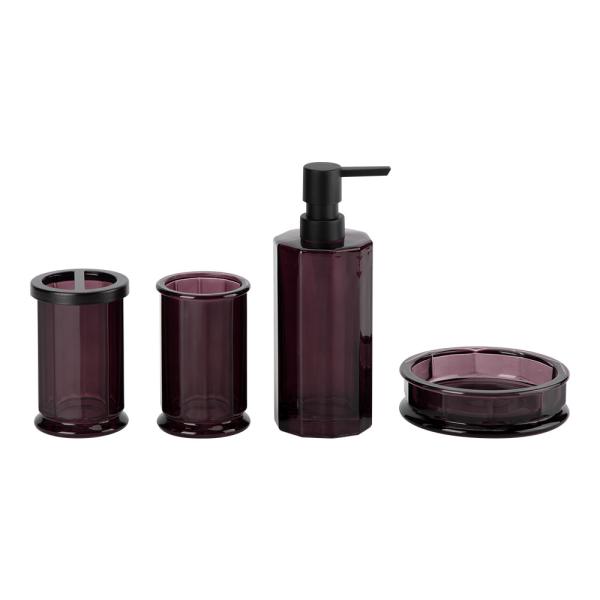 Cheap Glass Bathroom Accessories Set Purple Color Round Shape Soap Dispenser For Home Decor for sale