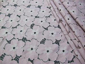 China Floral Heavy Cotton Nylon Lace Fabric / White Stretch Lace Fabric SYD-0005 on sale