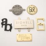 Metal Bag Label Custom Logo Metal Plates For Bags Design Gold Hanging Tag Circle