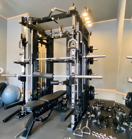 Commercial All-in-One Functional Trainer Multi-Function Smith Machine for Strength Training-Leg & Chest Workout Home Gym Rack