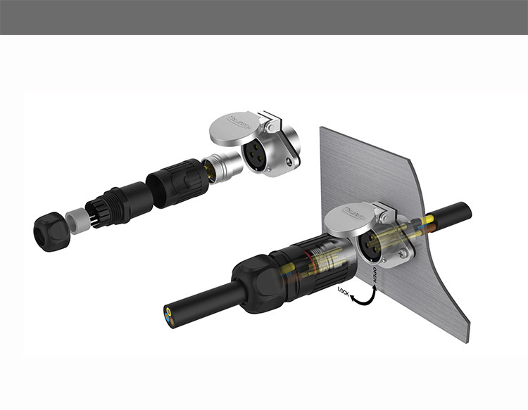 New Product Outdoor Waterproof and Dustproof Platic Male and Metal Female 5 pin Power Connector
