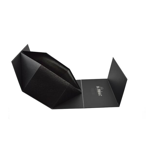 Black Flat Pack Folding Hard Cardboard Gift Boxes Biodegradable Printed