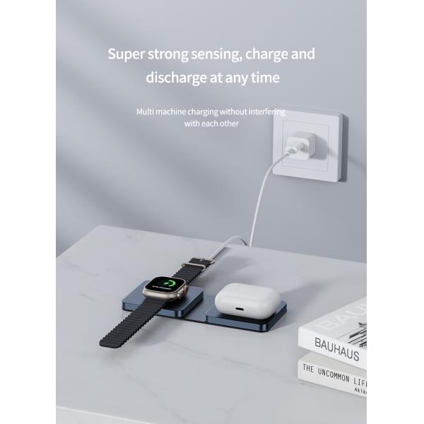 Compact Foldable 2 In 1 Wireless Travel Charger Protection Charging Distance ≤8mm