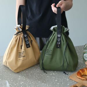 Best Customized Insulated Bento Bag Wide Opening Canvas Drawstring Lunch Bag wholesale