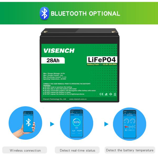 Visench 12.8V Lifepo4 Battery 12V 28Ah Lithium Iron Battery Pack Deep Cycle Times