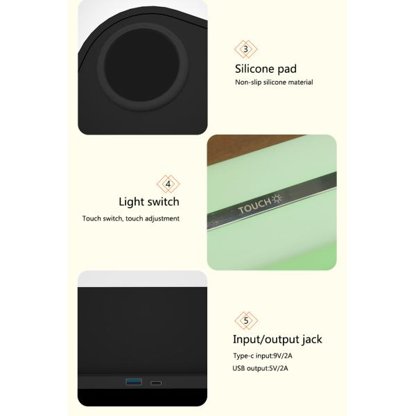 3 In 1 Clock Led Display Qi 15W Wireless Phone Charger With Lamp And Clock Alarm