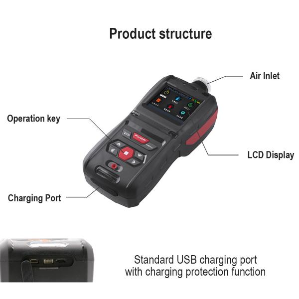 MS500- 5in1 Portable Multi Gas Analyzer Built In Pump Dust Filter PID Sensor