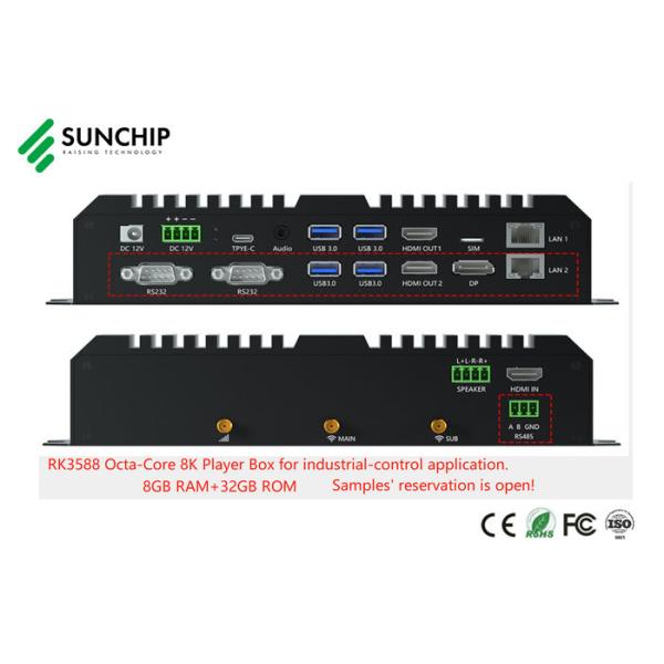 Android 12 Industrial Control Meida Player Box WIFI BT LAN RS232 RS485 4K Hardware Decoding RK35888