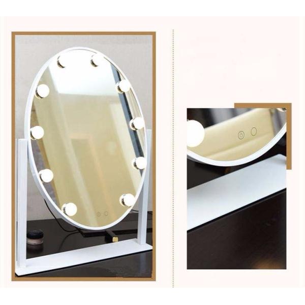 Desktop Round Lighted Makeup Mirror Single Sided Illuminated Cosmetic Mirror