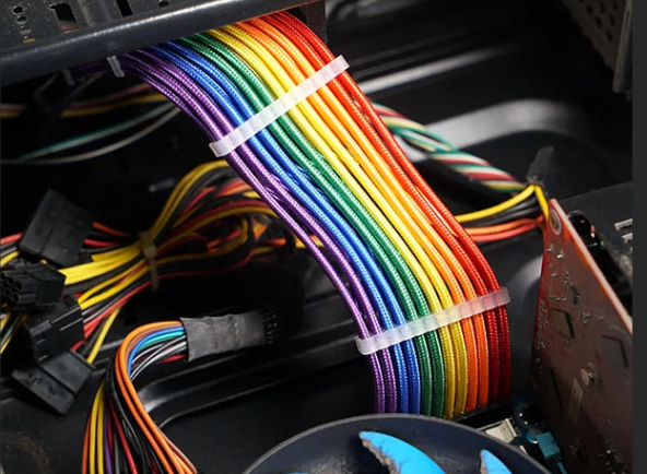 Rainbow Color Power Supply Cable Extension Cord PSU Braided Extension Cable Kits 18AWG Elbow Data Cable Computer