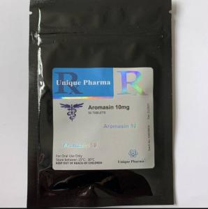 Best Unique Pharma Aromasin 10mg Labels With Black Aluminum Foil Zipper Bags wholesale