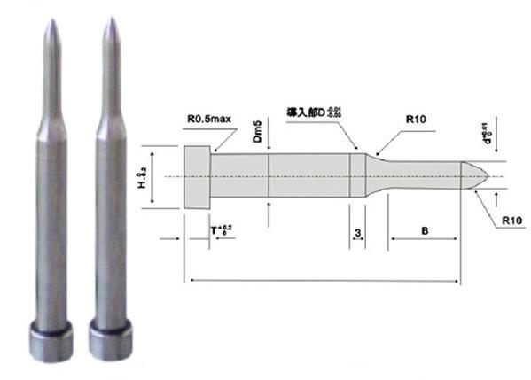 Cheap Alcrona Die Punch Pins SKH51 , Stamping Square Hole Punch Customized for sale