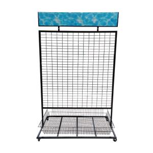 Multi-Functional Supermarket Retail Mesh Wire Hanging Display Rack With PVC Billboards