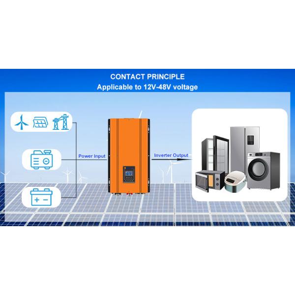 Load Output Current RS Series 6000W Solar Inverter Toroidale Low Frequency Dc 24V 48V To Ac 220V 230V Pure Sine Wave