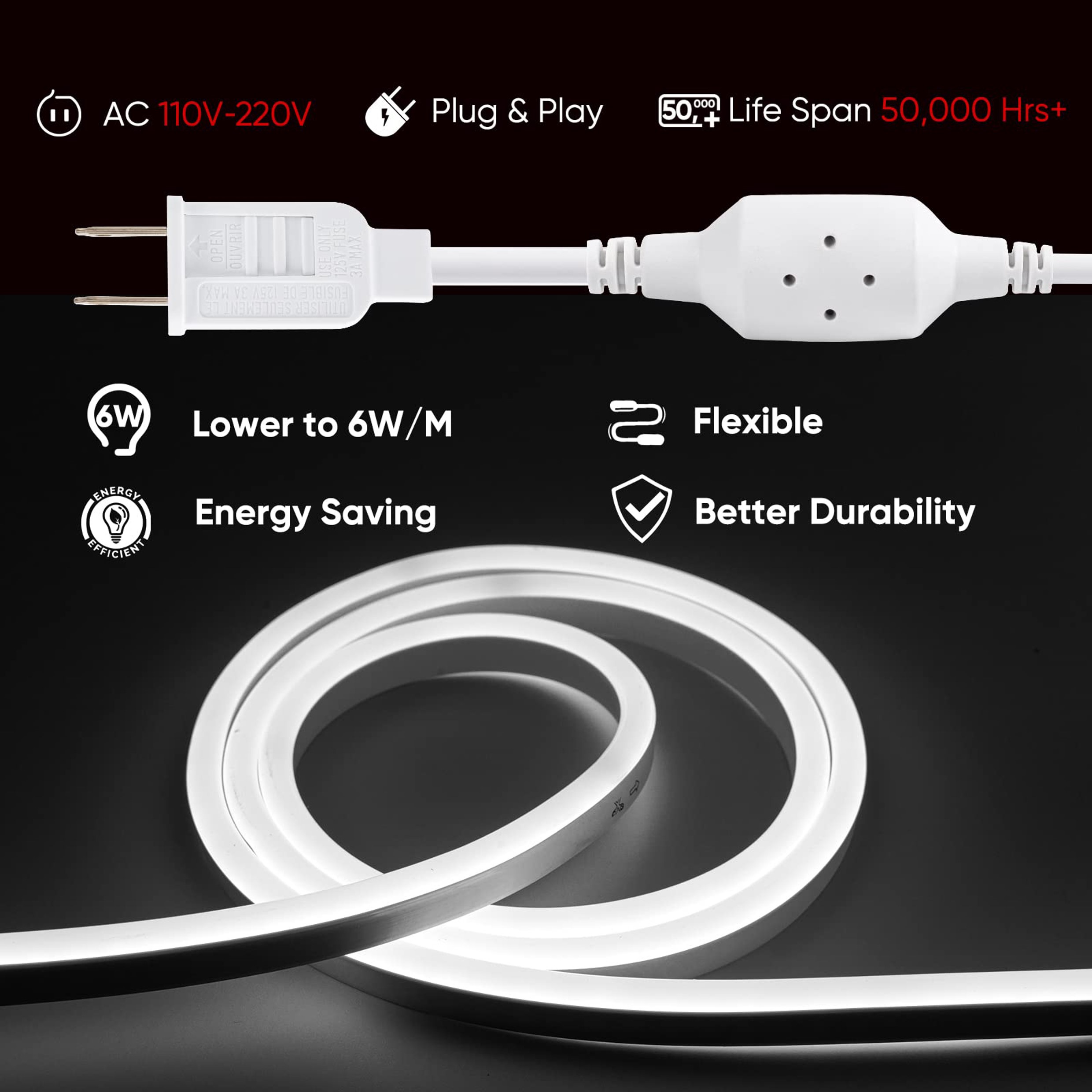 120leds Dimmable LED Strip 6000K Dimmable Led Rope Lights With Remote