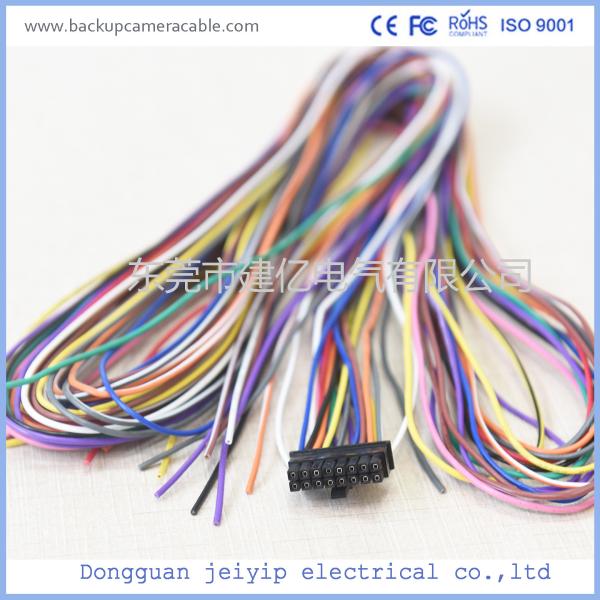 ROHS 12-24V Colorful Wire Backup Camera Cable 16 Pin Terminal Connector