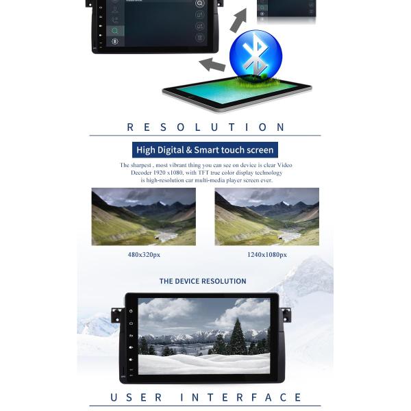 9 Inch Touch Screen BMW GPS DVD Player Built In GPS Android 7.1 For E46