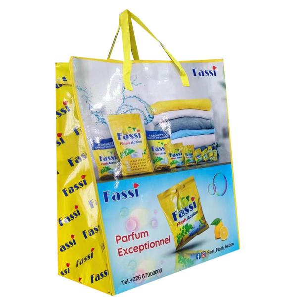 Cheap Eco Friendly Customized Zipper Closure Laminated Woven Tote Bag With Woven Handle for sale