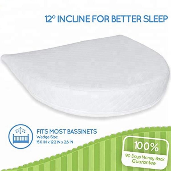 Waterproof Memory Foam Wedge Pillow Cotton Cover For Baby Bassinet White Color